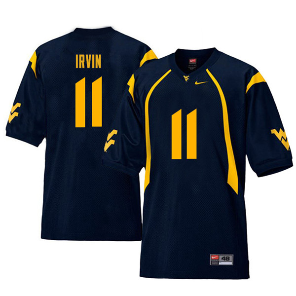 NCAA Men's Bruce Irvin West Virginia Mountaineers Navy #11 Nike Stitched Football College Retro Authentic Jersey IQ23K64EG